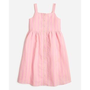 Crewcuts Pink Peach Striped Apron Dress Sz 7 Preppy Girly Prairie Cottagecore